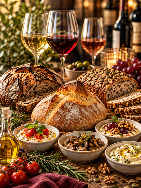 Rustikale Wein- und Brotverkostung